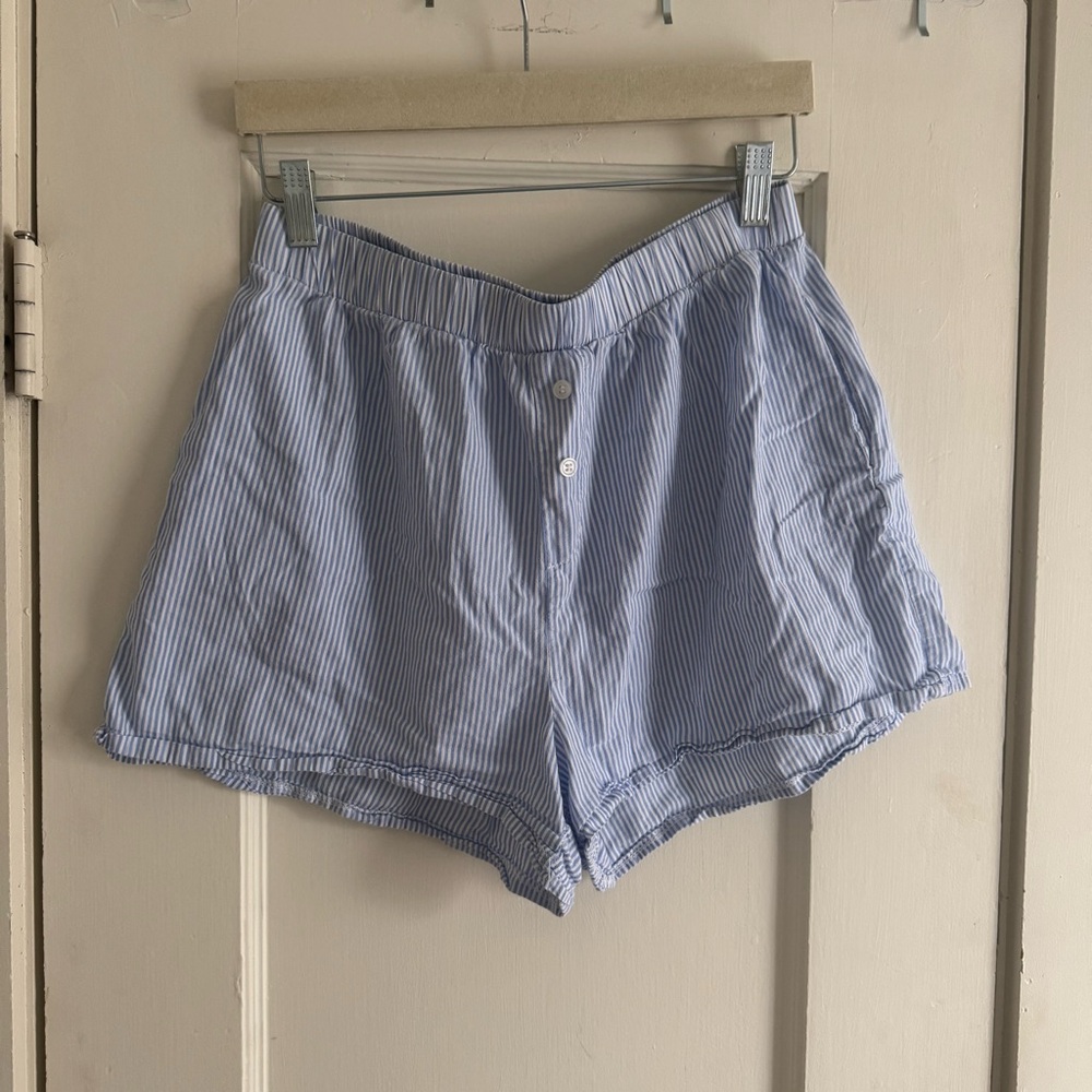 Blue Striped Women's Boxer Shorts Large